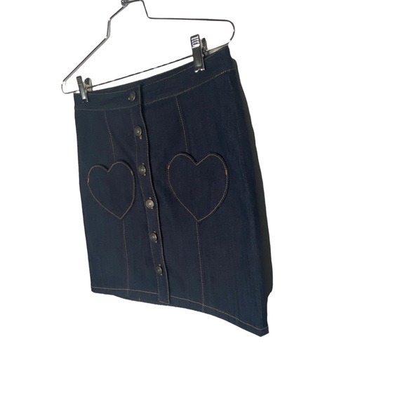 NWT CINQ À SEPT Vivien Heart Pocket Denim Skirt In Indigo Size 2 - Picture 3 of 6